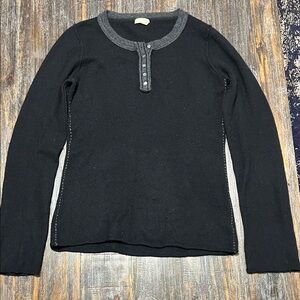 Cashmere Blend Christopher Blue Black and Gray Long Sleeve Top